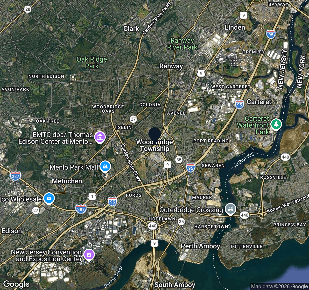 Hybrid map view of Woodbridge