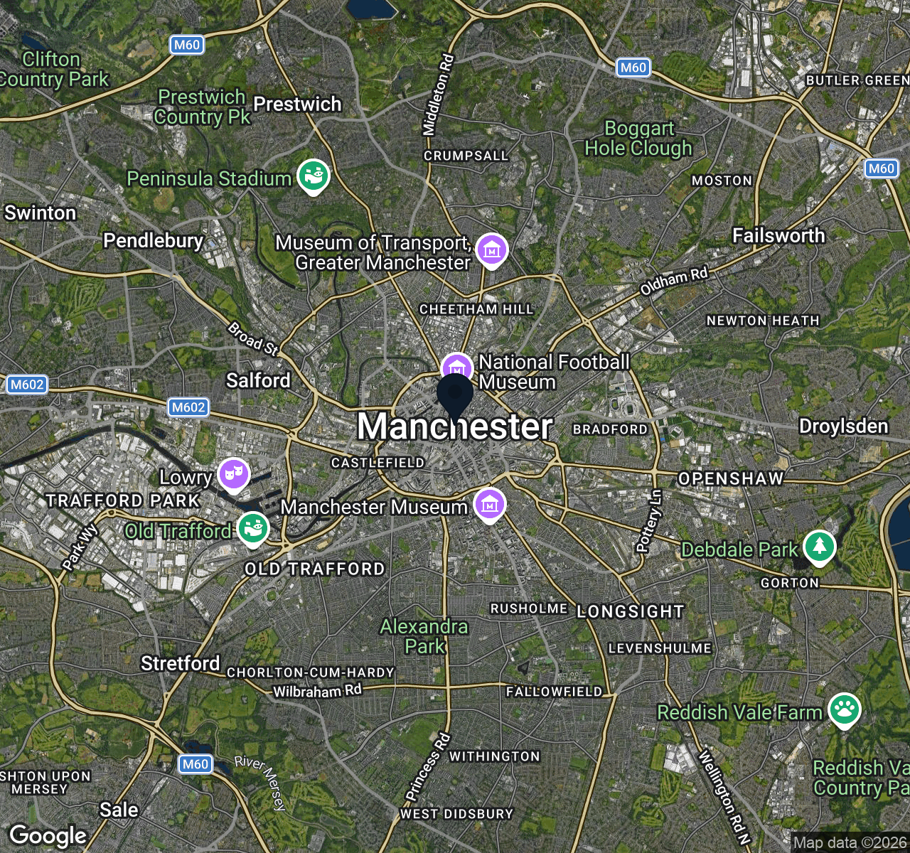Hybrid map view of Manchester
