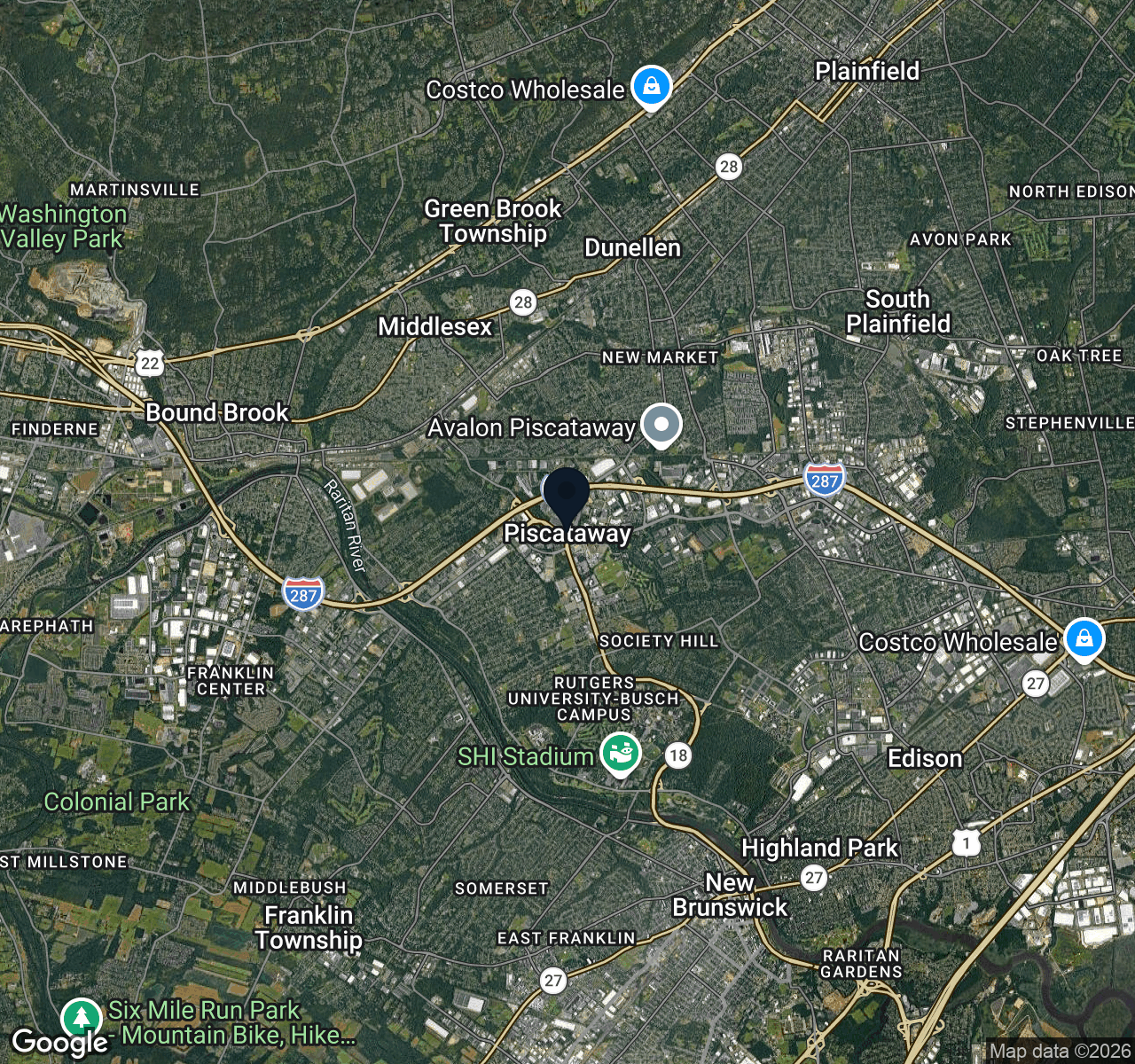 Hybrid map view of Piscataway