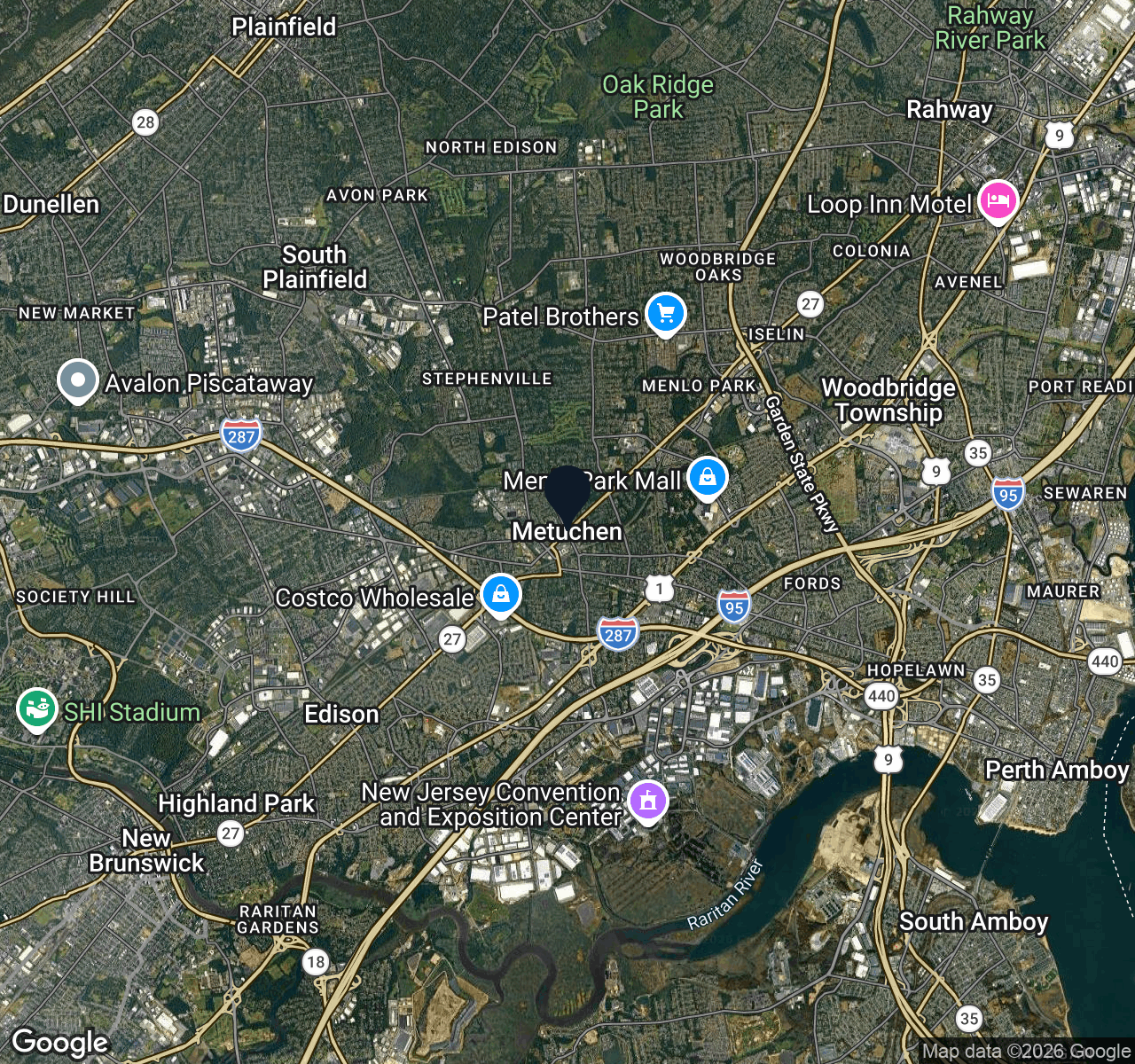 Hybrid map view of Metuchen