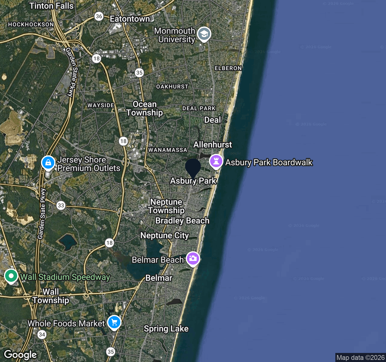 Hybrid map view of Asbury Park