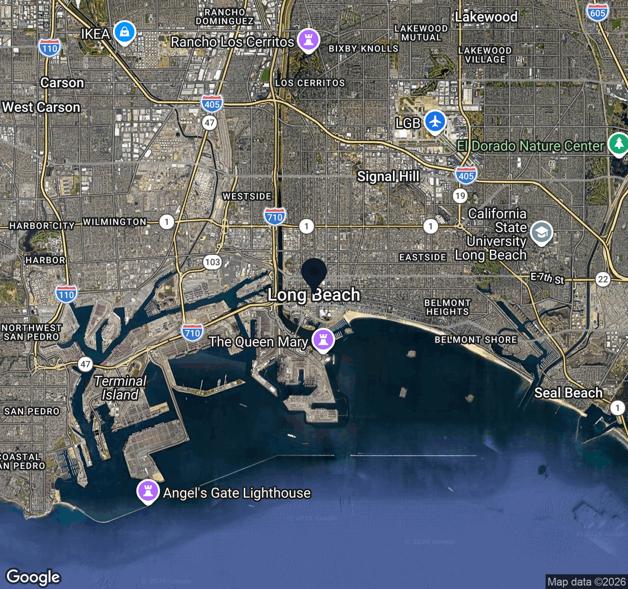 Hybrid map view of Long Beach