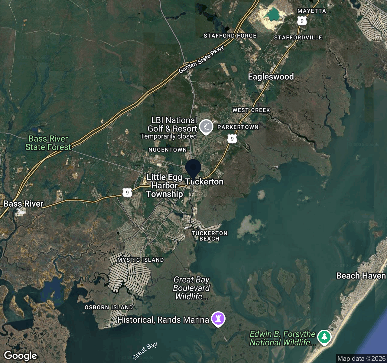 Hybrid map view of Tuckerton