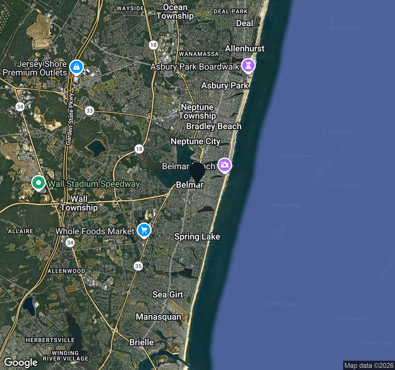 Hybrid map view of Belmar Boro