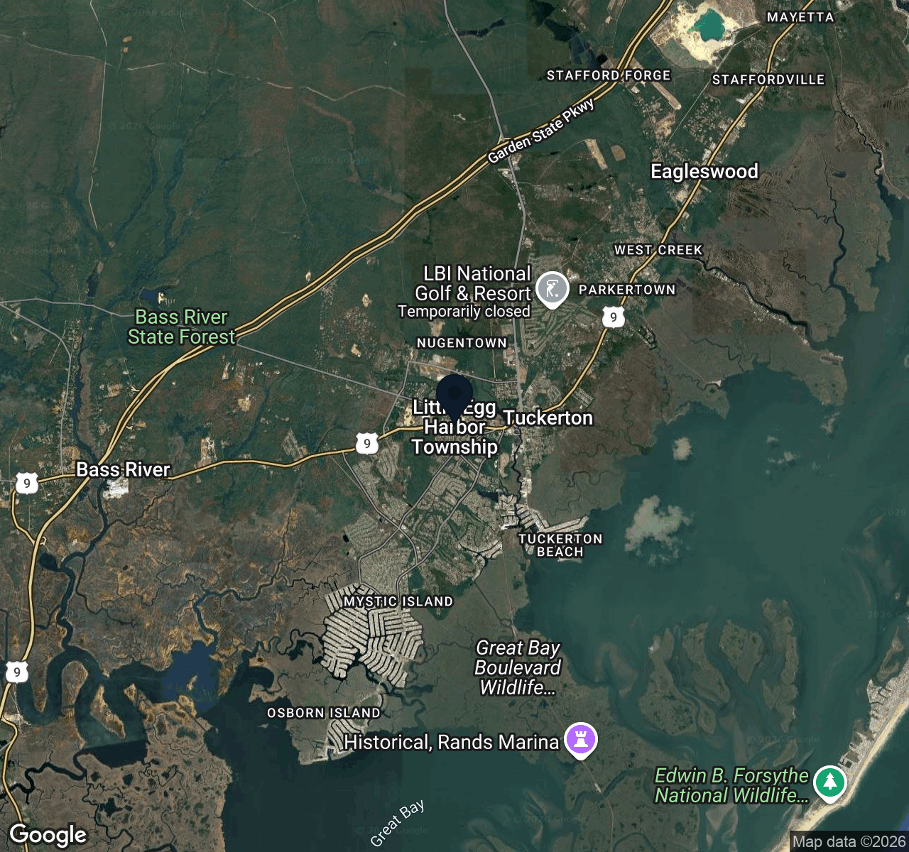 Hybrid map view of Little Egg Harbor