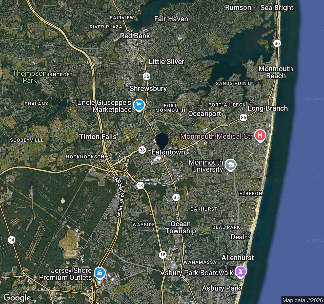 Hybrid map view of Eatontown