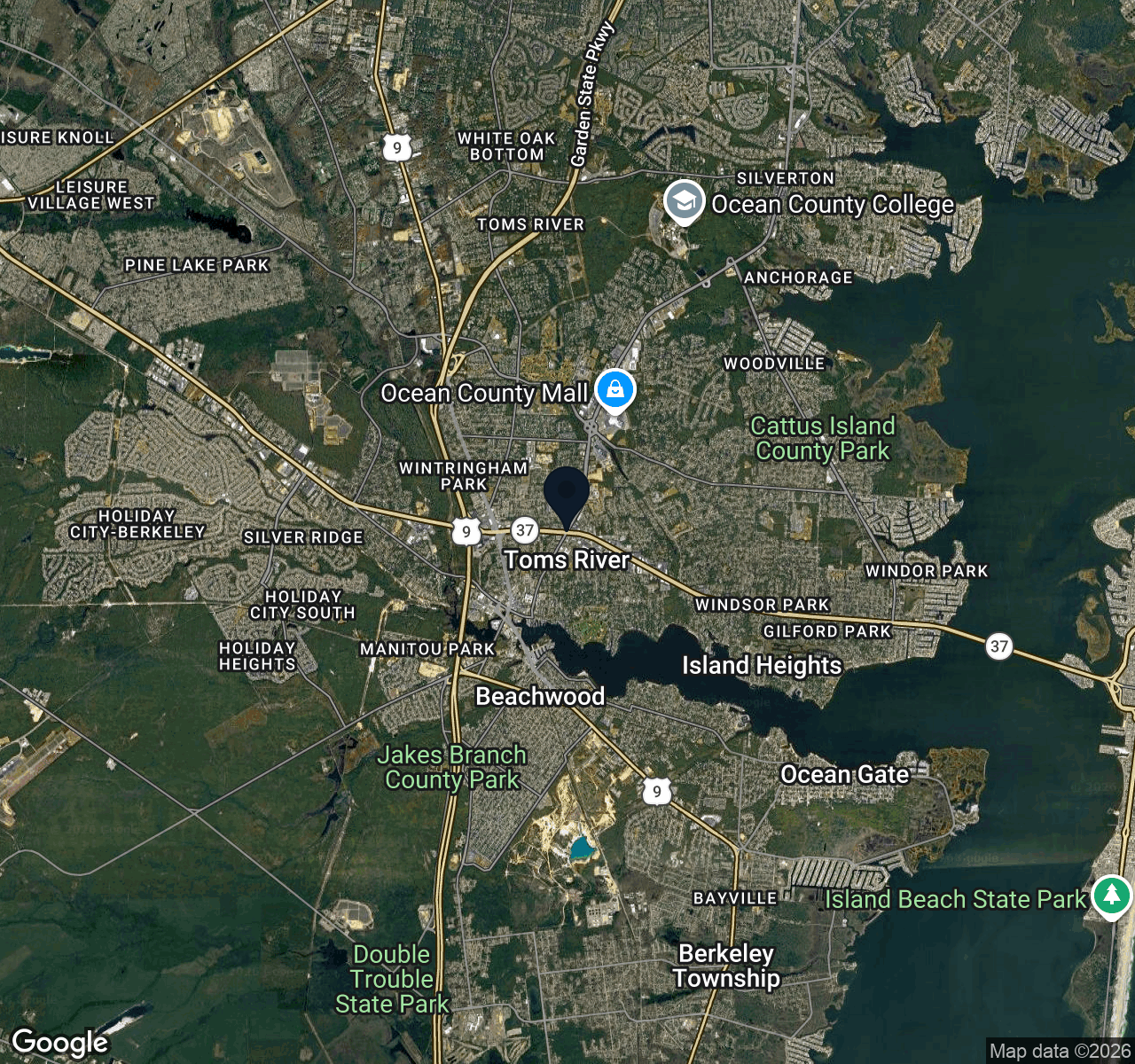 Hybrid map view of Toms River